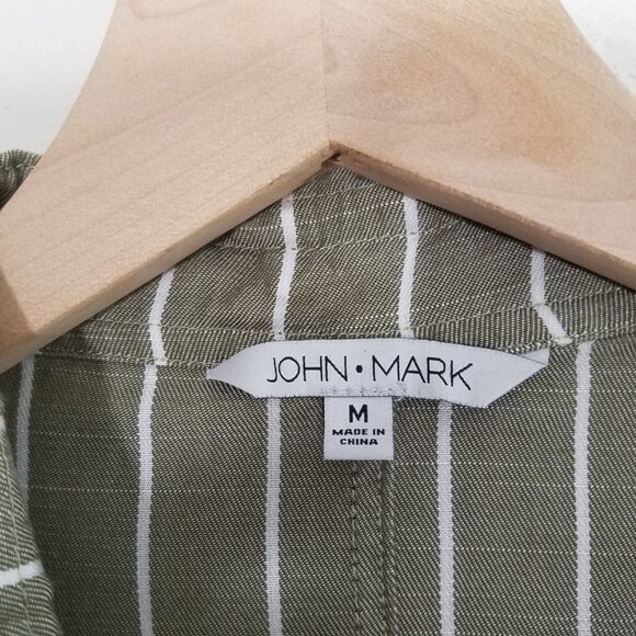 John Mark Tencel Striped Button Up Shirt Top Blouse Size M - Picture 5 of 8